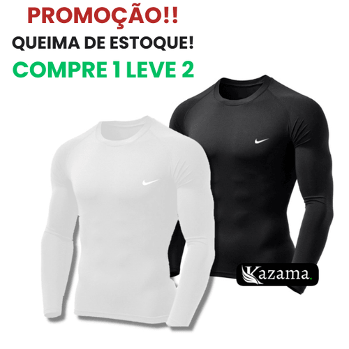 (COMPRE 1 LEVE 2)-Camiseta Proteção Térmica Solar Ciclismo Compressão Segunda Pele Tecido Gelado UV 50 - KAZAMA